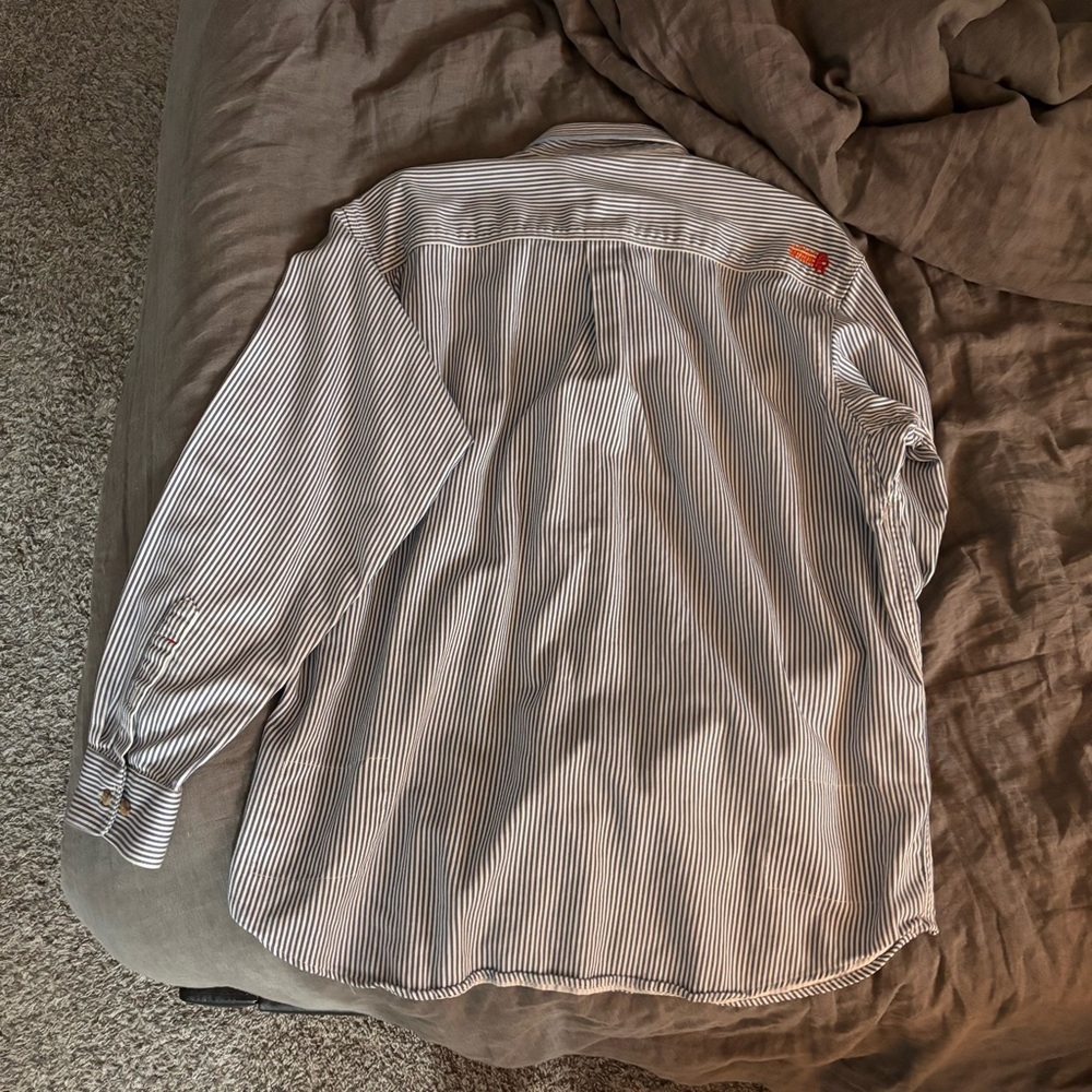 Ariat Men's FR Blue and White Striped Button Down Shirt - Picture 3 of 3